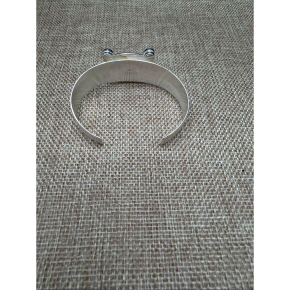 Southwestern Sterling Silver Cuff Bracelet – Jasper & Turquoise Stones – Artisan - Picture 6 of 7